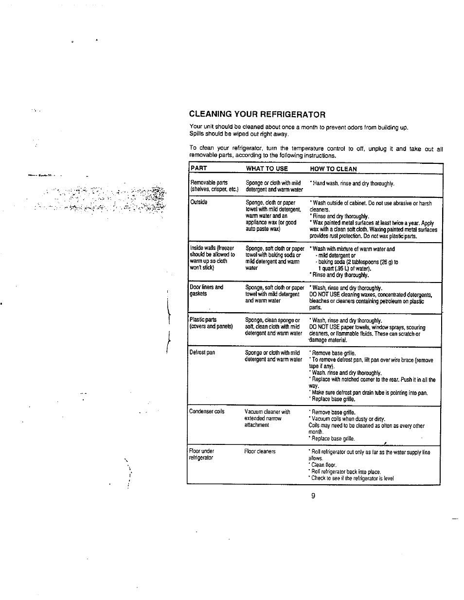 Cleaning your refrigerator | Avanti 1352 YWT User Manual | Page 10 / 14