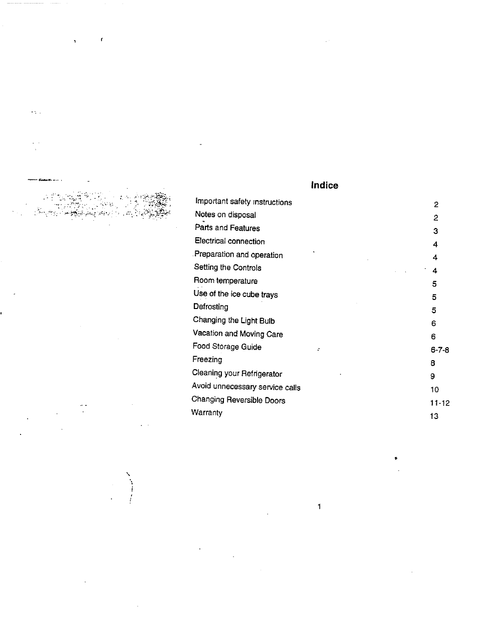 Indice | Avanti 1352 YWT User Manual | Page 2 / 14