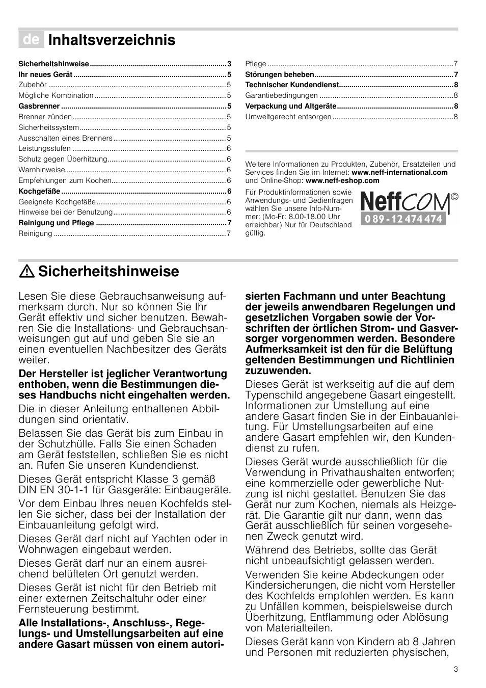 Neff M3126N1 User Manual | Page 3 / 51