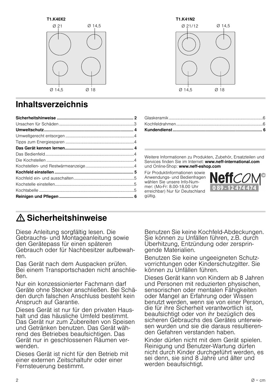 Neff T13K41N2 User Manual | Page 2 / 24