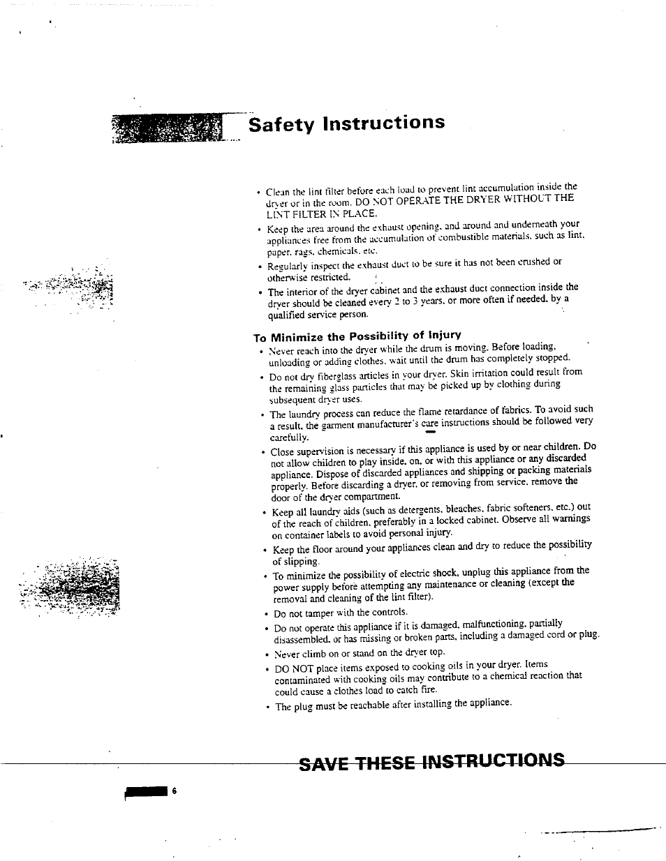 To minimize the possibility of injury, Ve these instructions, Safety instructions | Avanti D-24 User Manual | Page 6 / 24