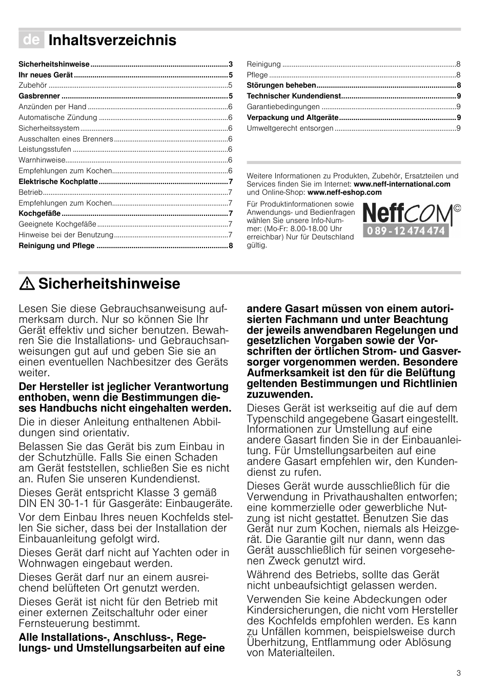 Neff T67S76N1 User Manual | Page 3 / 45
