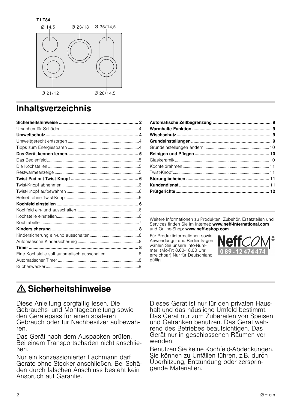 Neff T14T84N2 User Manual | Page 2 / 52