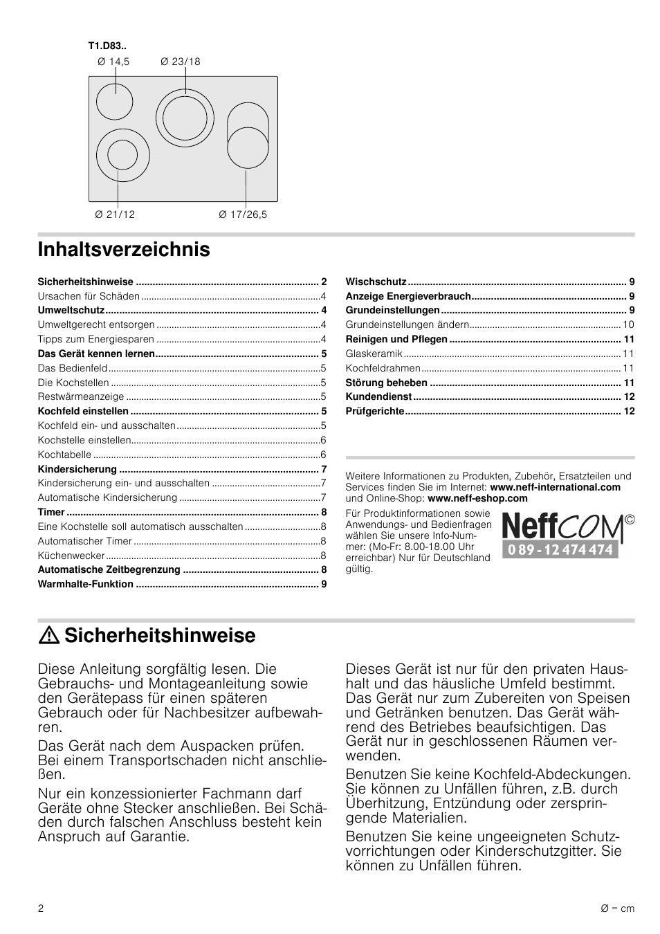 Neff T13D83N2 User Manual | Page 2 / 48