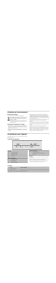 Protection de l'environnement, Elimination écologique, Conseils pour économiser de l'énergie | Se familiariser avec l'appareil, Le bandeau de commande, Remarques, Les foyers | Neff N14D30N2 User Manual | Page 4 / 60