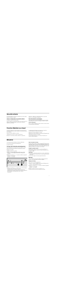 Sécurité­enfants, Activer et désactiver la sécurité­enfants, Sécurité­enfants automatique | Activer et désactiver, Fonction maintien au chaud, Sélectionner le foyer au moyen du symbole ( ), Minuterie, Un foyer doit s'éteindre automatiquement, Régler la position de chauffe, Après écoulement du temps | Neff N14D30N2 User Manual | Page 7 / 60