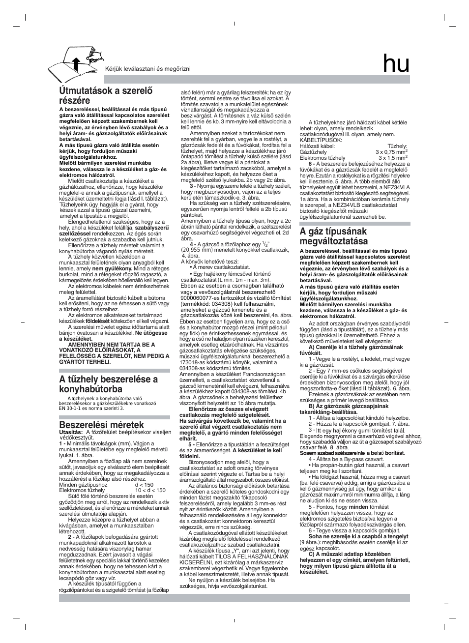 Útmutatások a szerelõ részére, A gáz típusának megváltoztatása | Neff N13K30N0 User Manual | Page 13 / 16