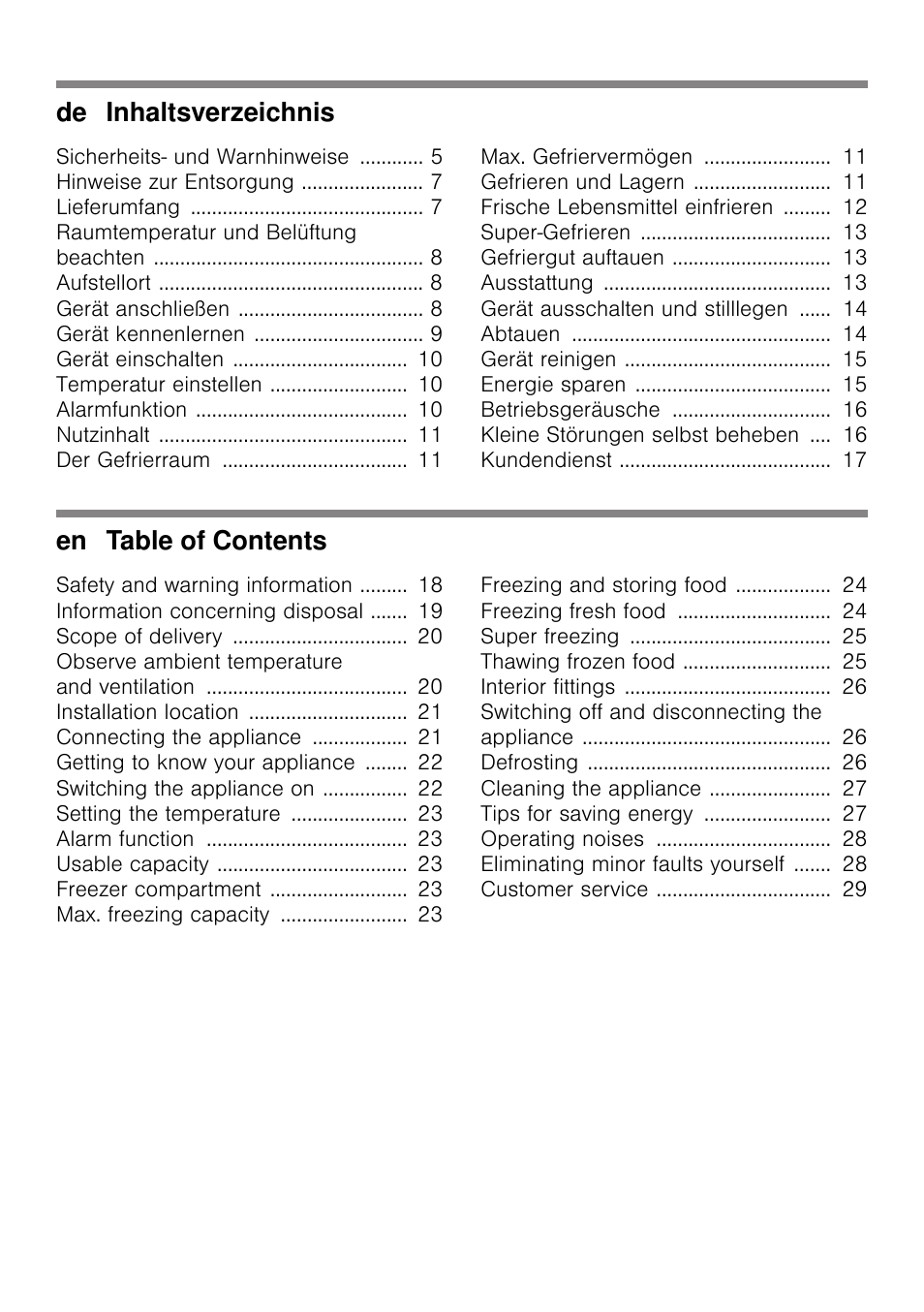 De inhaltsverzeichnis, En table of contents | Neff G4344X8 User Manual | Page 2 / 77