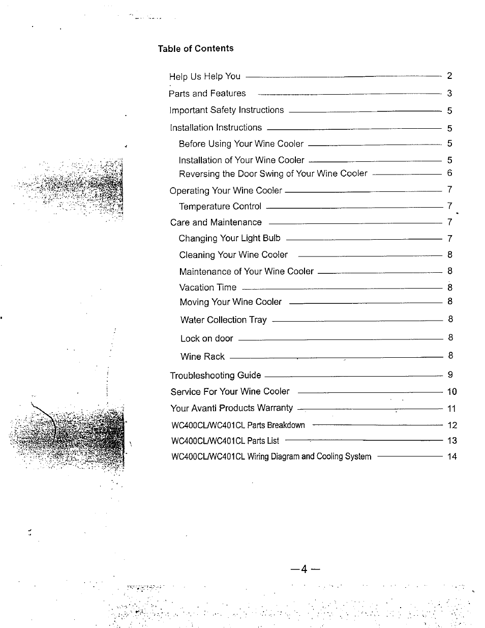 Avanti WC400CL User Manual | Page 5 / 12
