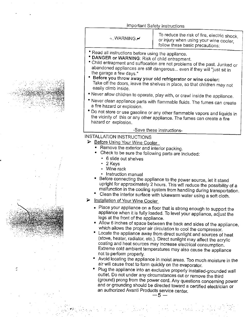 Avanti WC400CL User Manual | Page 6 / 12