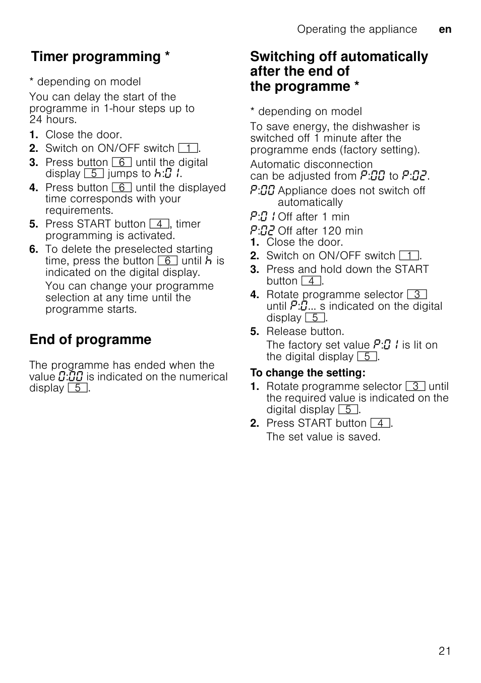 2 cleaning and maintenance, Cleaning and maintenance, Overall condition of the machine | If you find such deposits, M warning, Health hazard, Special salt and rinse aid, Timer programming, End of programme | Neff S41E50W0GB User Manual | Page 21 / 40