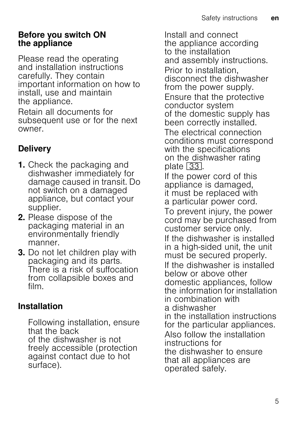 Disposal, M warning, Risk of injury | Risk of explosion, Risk of scalding, Risks to children | Neff S58M40X0GB User Manual | Page 5 / 42
