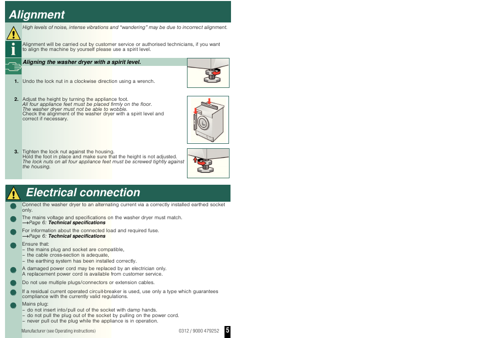 Alignment, Electrical connection | Neff V7446X0GB User Manual | Page 5 / 8