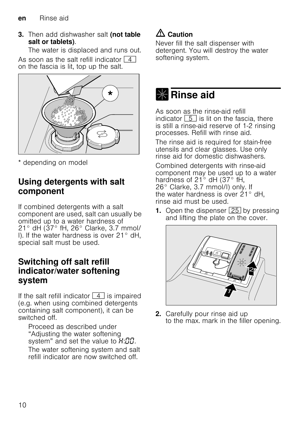 Glass and utensil damage, Causes, Recommendation | Loading the dishwasher, Place the utensils so that, Unloading the dishwasher, Note, Basketbasket 1b, Cutlery basket, Rinse aid | Neff S65M63N1GB User Manual | Page 10 / 35