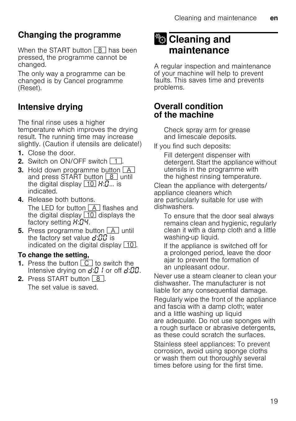 3 fault, what to do, Fault, what to do, Note | M warning, Waste water pump, In this case, Remove the filters 1, Scoop out water, use a sponge if required, Install filters, Cleaning and maintenance | Neff S65M63N1GB User Manual | Page 19 / 35