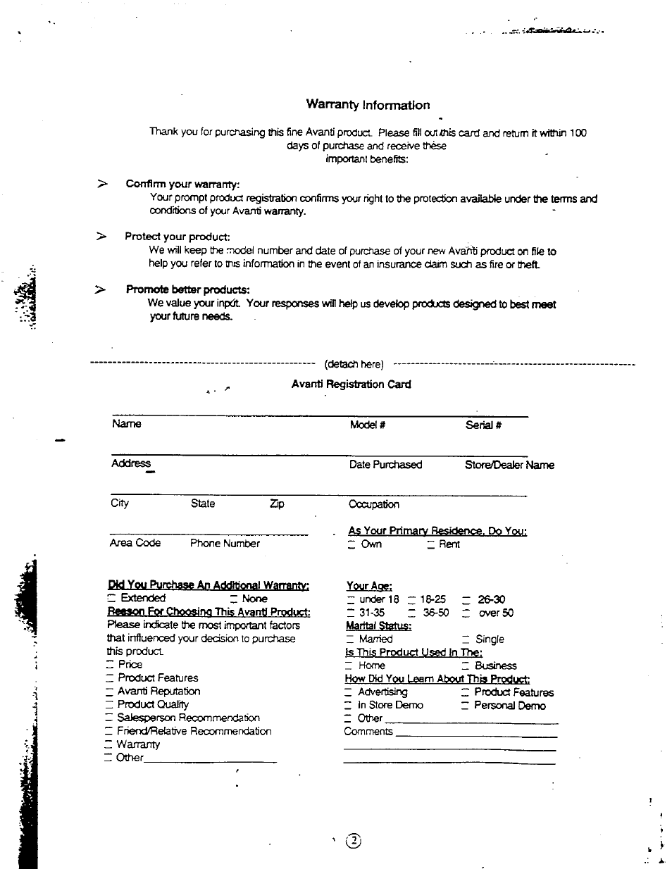 Warranty information, Promote better products | Avanti W1092F User Manual | Page 2 / 23