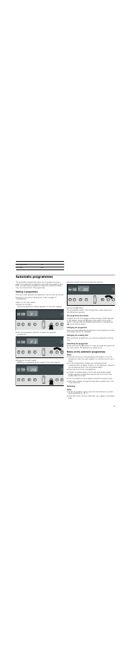 Automatic programmes, Setting a programme, Press the o button | Press the o button again, Kg is suggested as the weight in the clock display, Set the weight using the programme selector, Press the … button, The programme has ended, Changing the programme, Changing the cooking time | Neff C54L70N3GB User Manual | Page 13 / 20