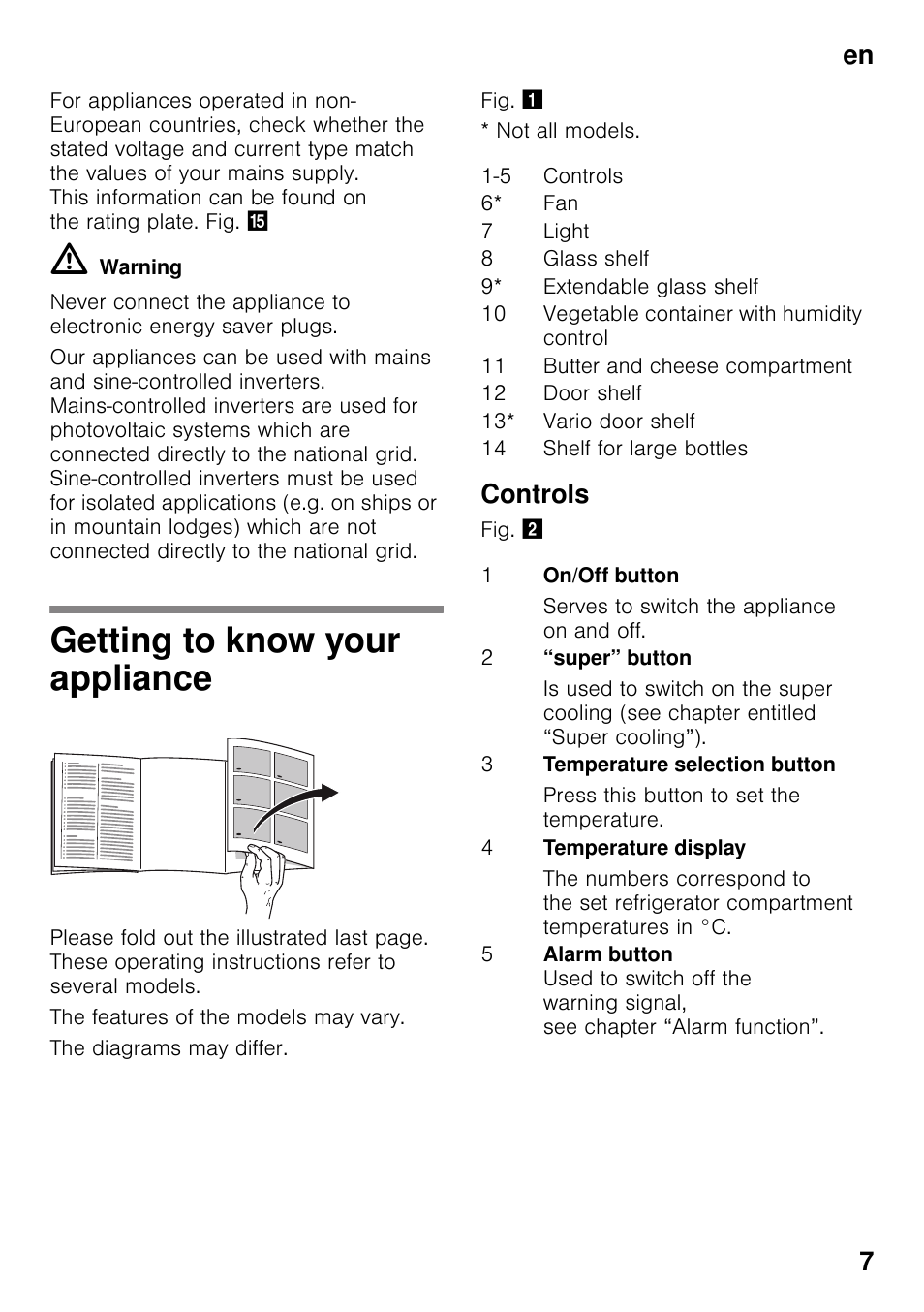 Getting to know your appliance, Controls, En 7 | Neff KI1213F30G User Manual | Page 7 / 21
