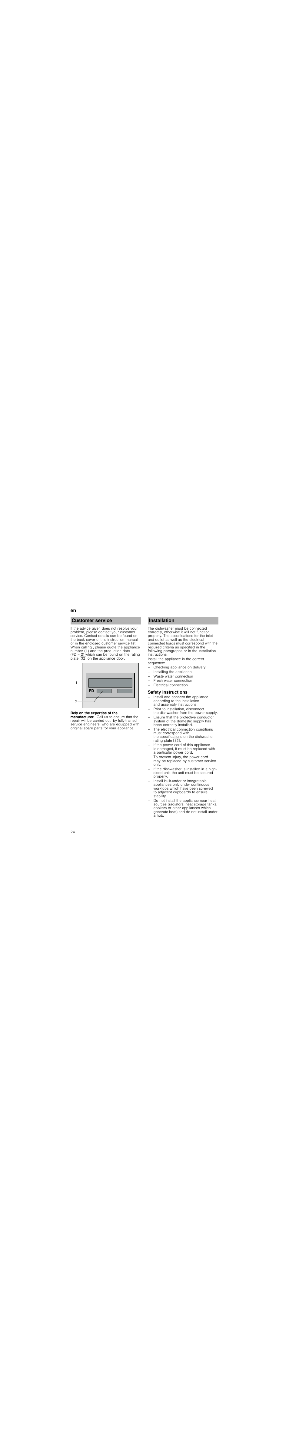 Warm water connectionwarm water connection, Depending on model, This will save energy and time | Electrical connection, Removing the appliance, Also observe the sequence of worksteps here, Customer service, Installation | Neff S72T69X3GB User Manual | Page 24 / 30