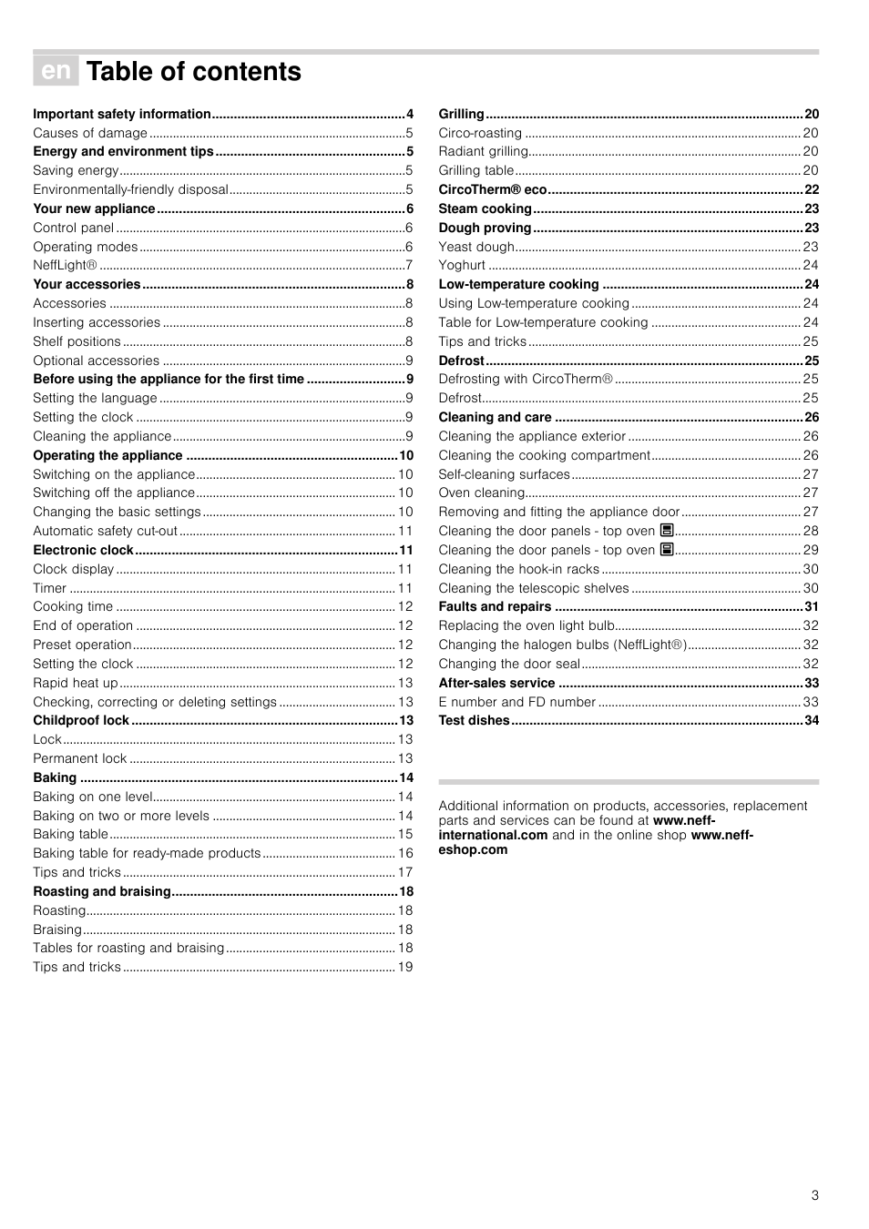 Neff U16E74N3GB User Manual | Page 3 / 36