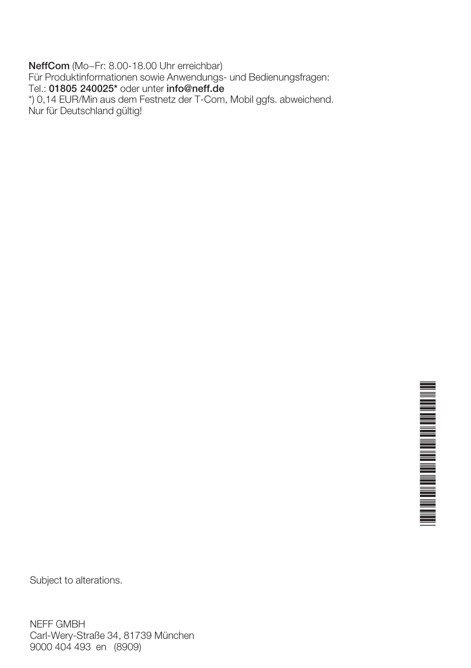 Neff K3670X0GB User Manual | Page 16 / 16