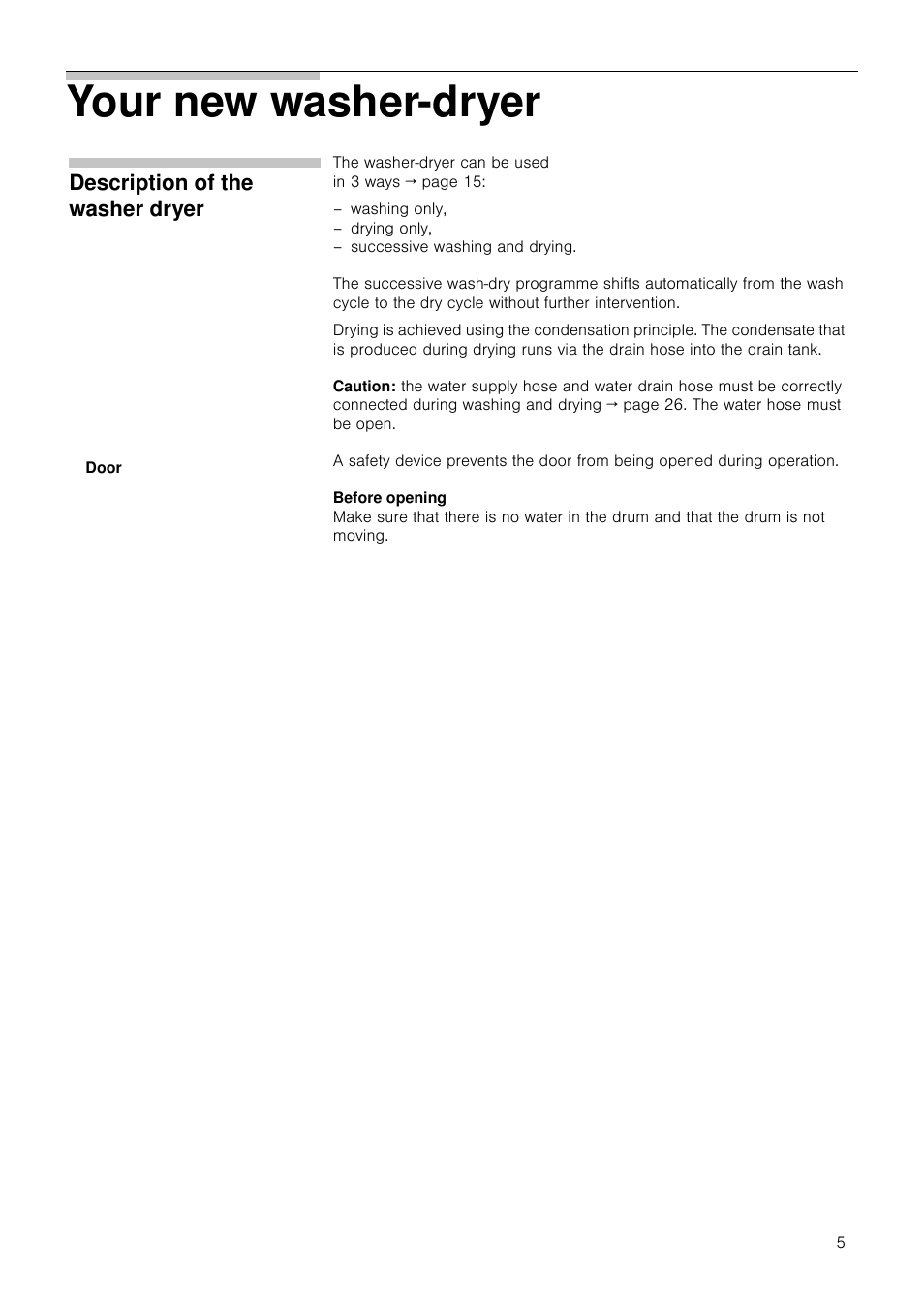 Your new washer-dryer, Description of the washer dryer | Neff V6320X0GB User Manual | Page 5 / 32