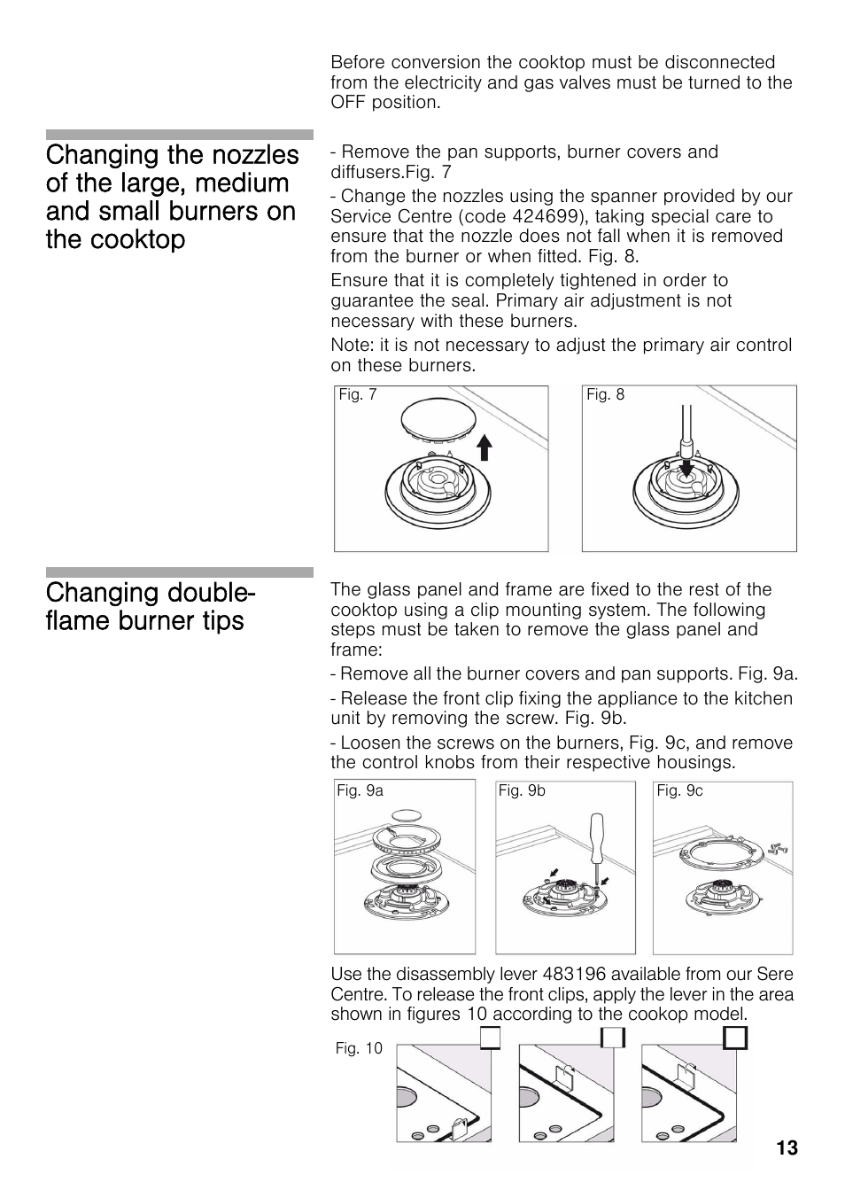 Changing double- flame burner tips | Neff T69S86N0 User Manual | Page 13 / 26