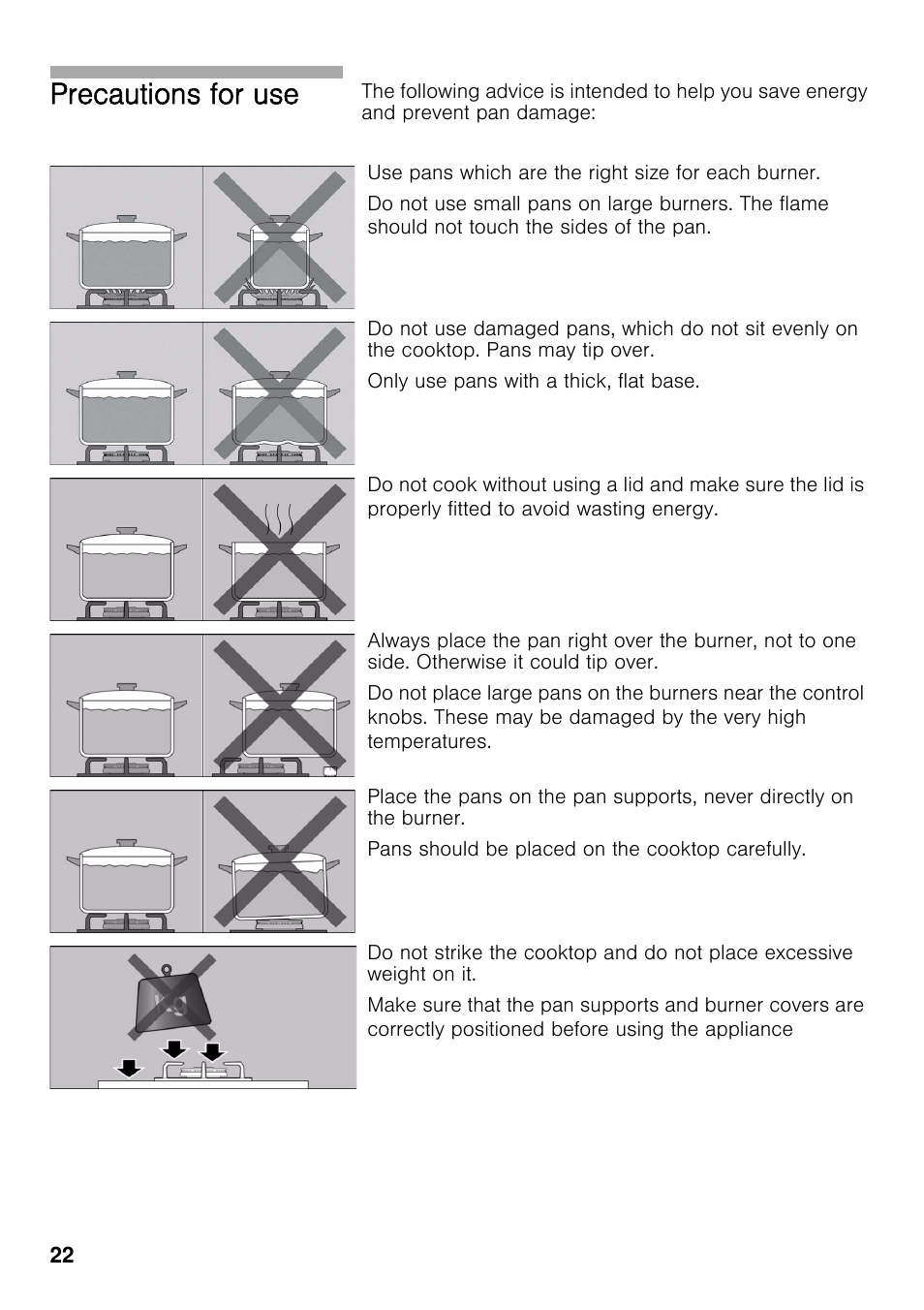 Precautions for use | Neff T69S86N0 User Manual | Page 22 / 26