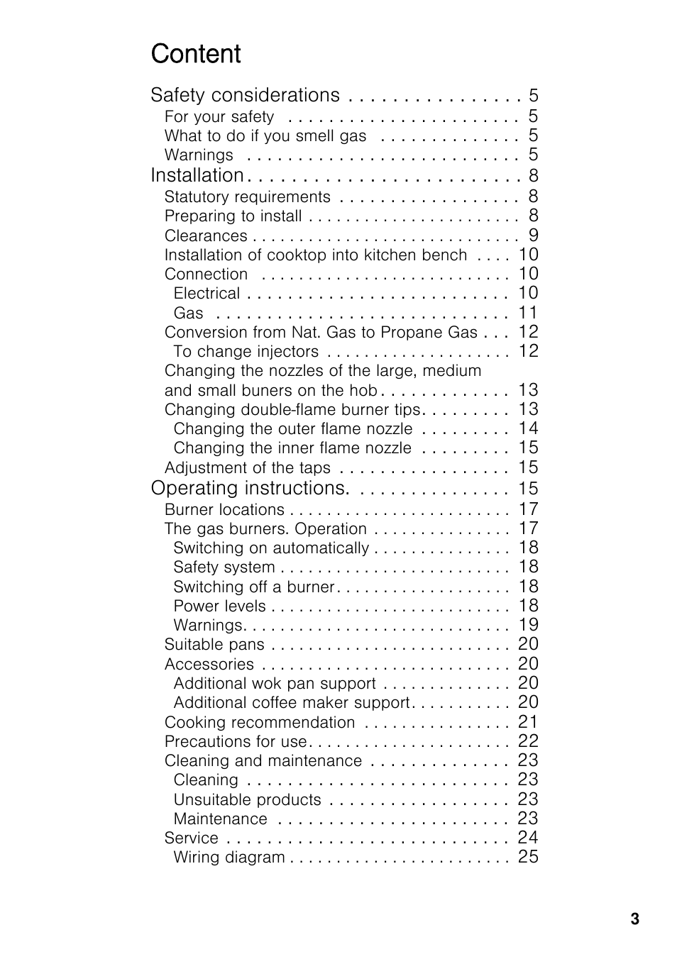 Content, Safety considerations, Installation | Operating instructions | Neff T69S86N0 User Manual | Page 3 / 26