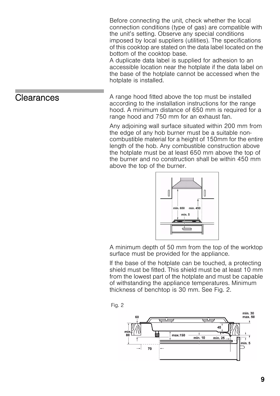 Clearances | Neff T69S86N0 User Manual | Page 9 / 26