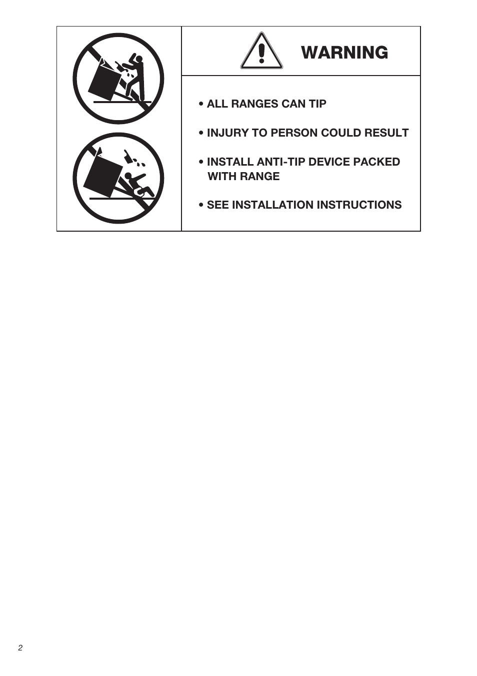 Warning | Avanti DE 2402 SC User Manual | Page 2 / 56