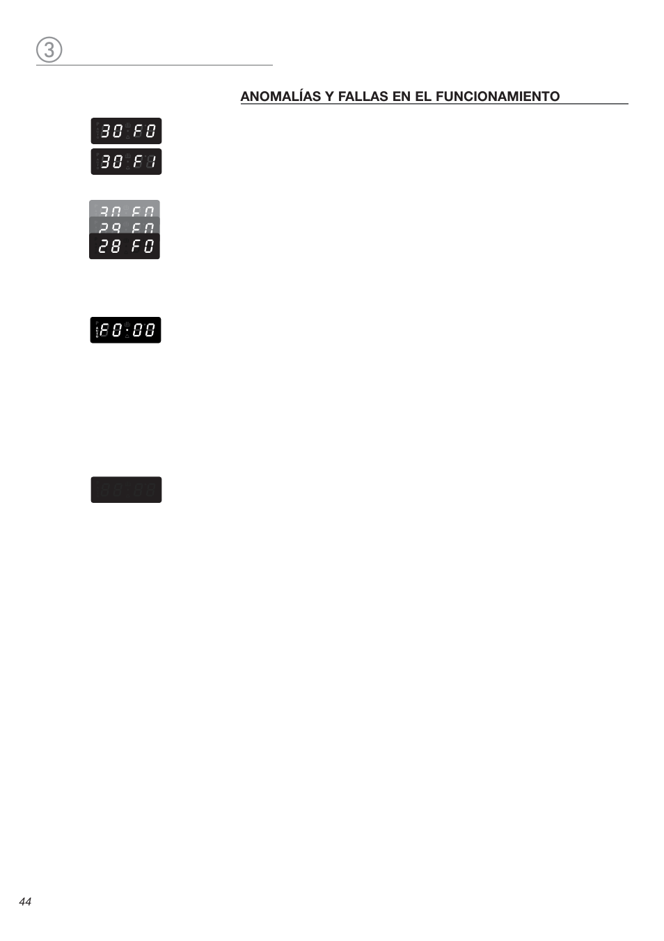 Anomalías y fallas en el funcionamiento | Avanti DE 2402 SC User Manual | Page 44 / 56