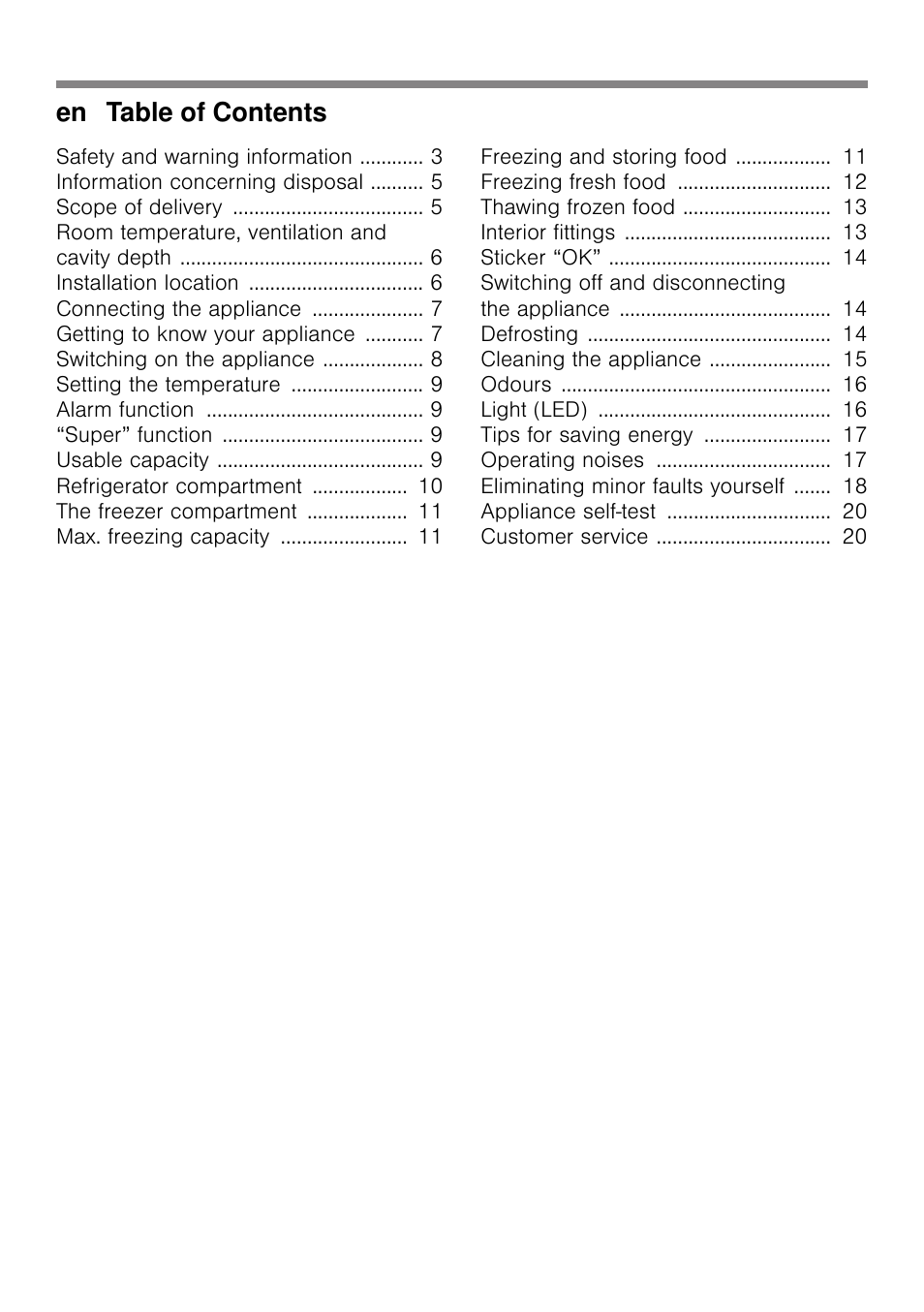 En table of contents | Neff KI2423D40G User Manual | Page 2 / 25