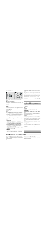 Press the "start" button, The cooking time has elapsed, Correction | Pausing, Cancelling operation, Notes, Defrosting using the automatic programmes, Cooking with the automatic programmes, Tested for you in our cooking studio, Information regarding the tables | Neff H56W20N3GB User Manual | Page 10 / 16