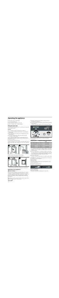 Operating the appliance, Filling the water tank, Caution | Use of unsuitable liquids may damage the appliance, Close the tank cover until you feel it engage, Slide in the water tank all the way (fig. c), Switching on the appliance, Risk of scalding, Note, Press the start button | Neff C47C22N3GB User Manual | Page 10 / 36