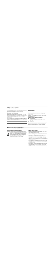 After-sales service, E number and fd number, To book an engineer visit and product advice | Environmental protection, Environmentally-friendly disposal, Tips for saving energy | Neff C47C22N3GB User Manual | Page 24 / 36