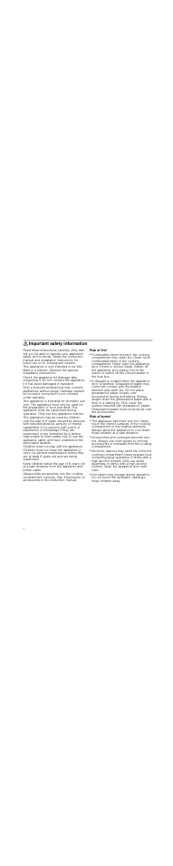 Important safety information, Risk of fire, Risk of burns | Neff C47C22N3GB User Manual | Page 4 / 36
