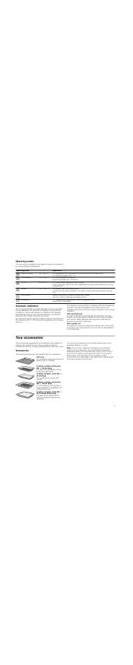 Operating modes, Automatic calibration, Your accessories | Accessories, Note | Neff C47C22N3GB User Manual | Page 7 / 36