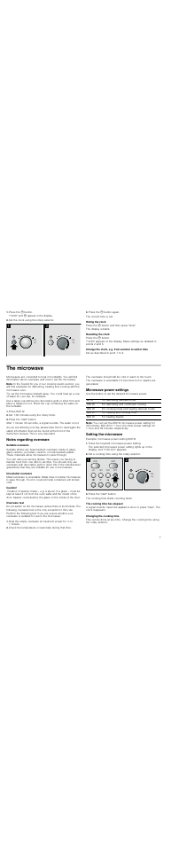 Press the 3 button, Set the clock using the rotary selector, Press the 3 button again | Hiding the clock, Resetting the clock, Change the clock, e.g. from summer to winter time, The microwave, Note, Press 800 w, Set 1:30 minutes using the rotary knob | Neff H53W50S3GB User Manual | Page 7 / 16