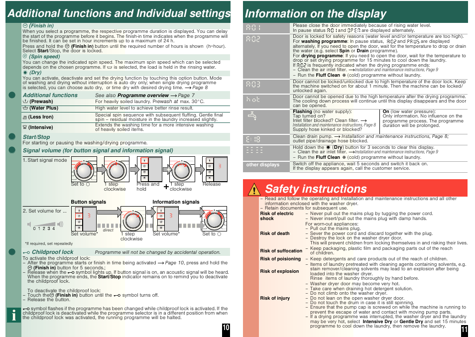 Safety instructions, Information on the display, Additional functions and individual settings | Neff V7446X0GB User Manual | Page 8 / 10