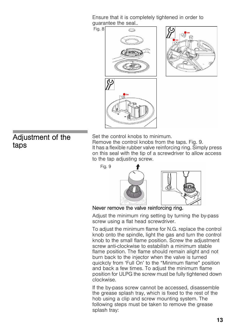 Adjustment of the taps | Neff T22S46N0 User Manual | Page 13 / 22