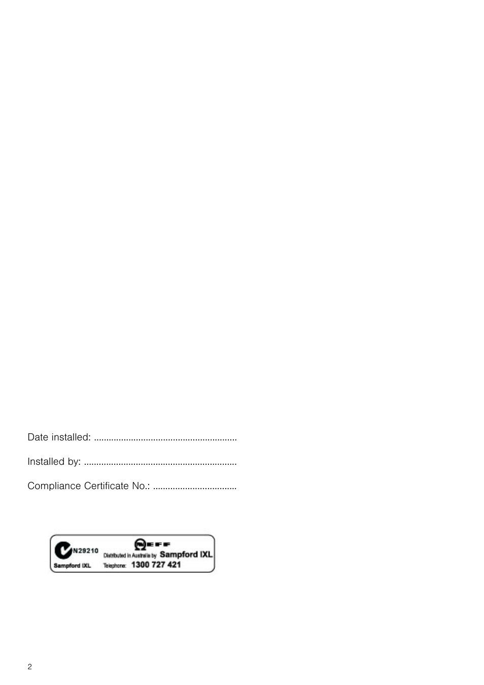 Date installed, Installed by, Compliance certificate no | Graphic | Neff T22S46N0 User Manual | Page 2 / 12