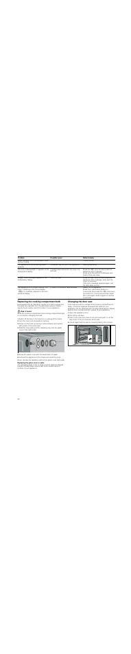 Replacing the cooking compartment bulb, Risk of burns, Turn the cover anti-clockwise to remove | Screw the glass cover with the seals back on again, Changing the door seal, Open the appliance door, Pull off the old seal | Neff C47D22N3GB User Manual | Page 20 / 28