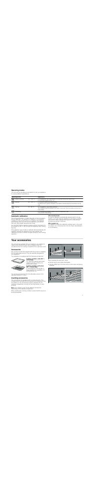 Operating modes, Automatic calibration, Your accessories | Accessories, Inserting accessories, Note | Neff C47D22N3GB User Manual | Page 7 / 28