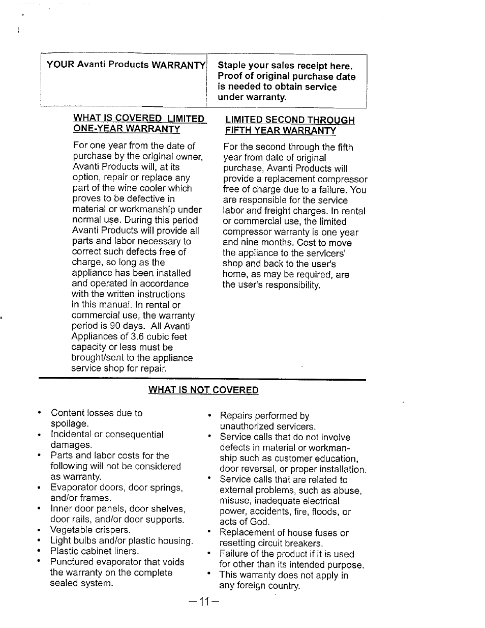 Avanti WC400YGB User Manual | Page 12 / 15