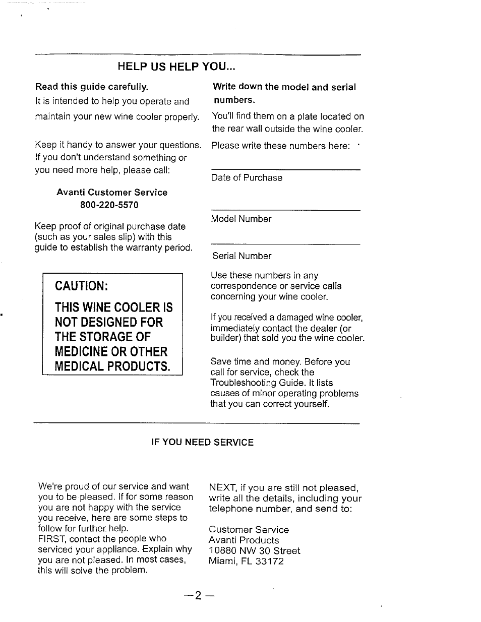 Help us help you | Avanti WC400YGB User Manual | Page 3 / 15