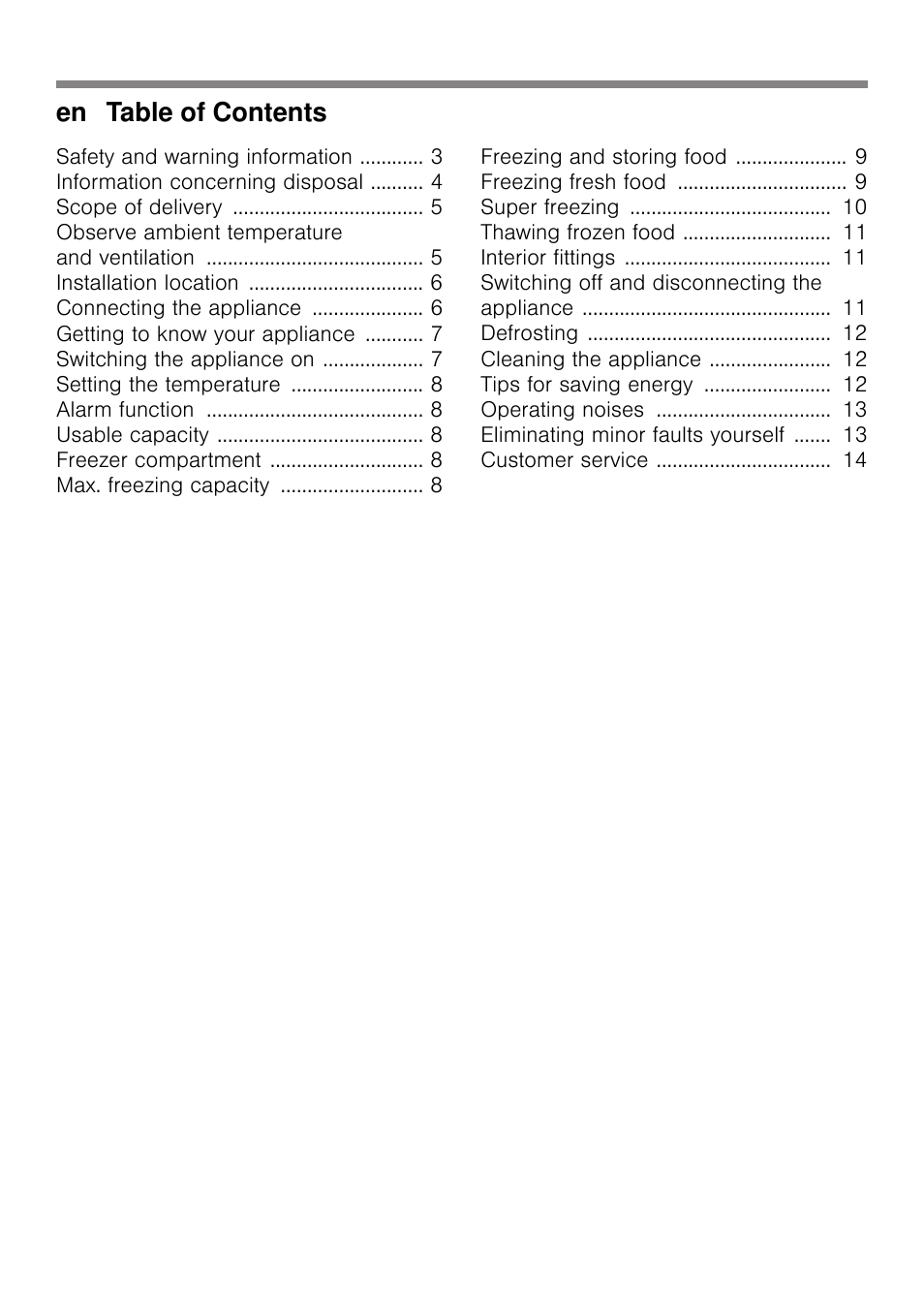 En table of contents | Neff G4344X7GB User Manual | Page 2 / 17
