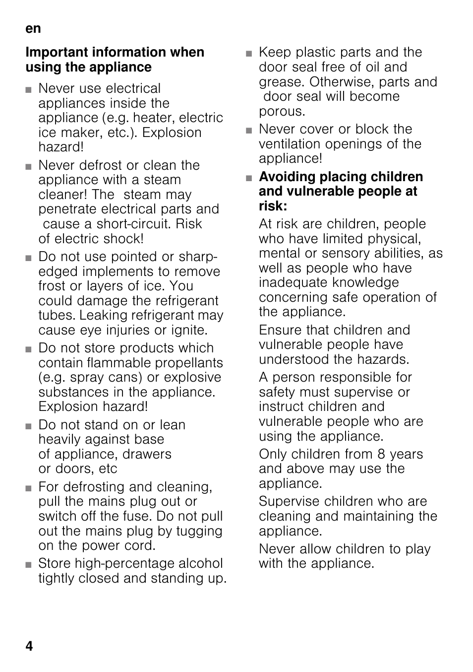 Important information when using the appliance | Neff KI8413D30G User Manual | Page 4 / 22