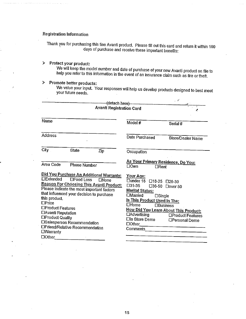 Avanti BCA31SS User Manual | Page 15 / 15