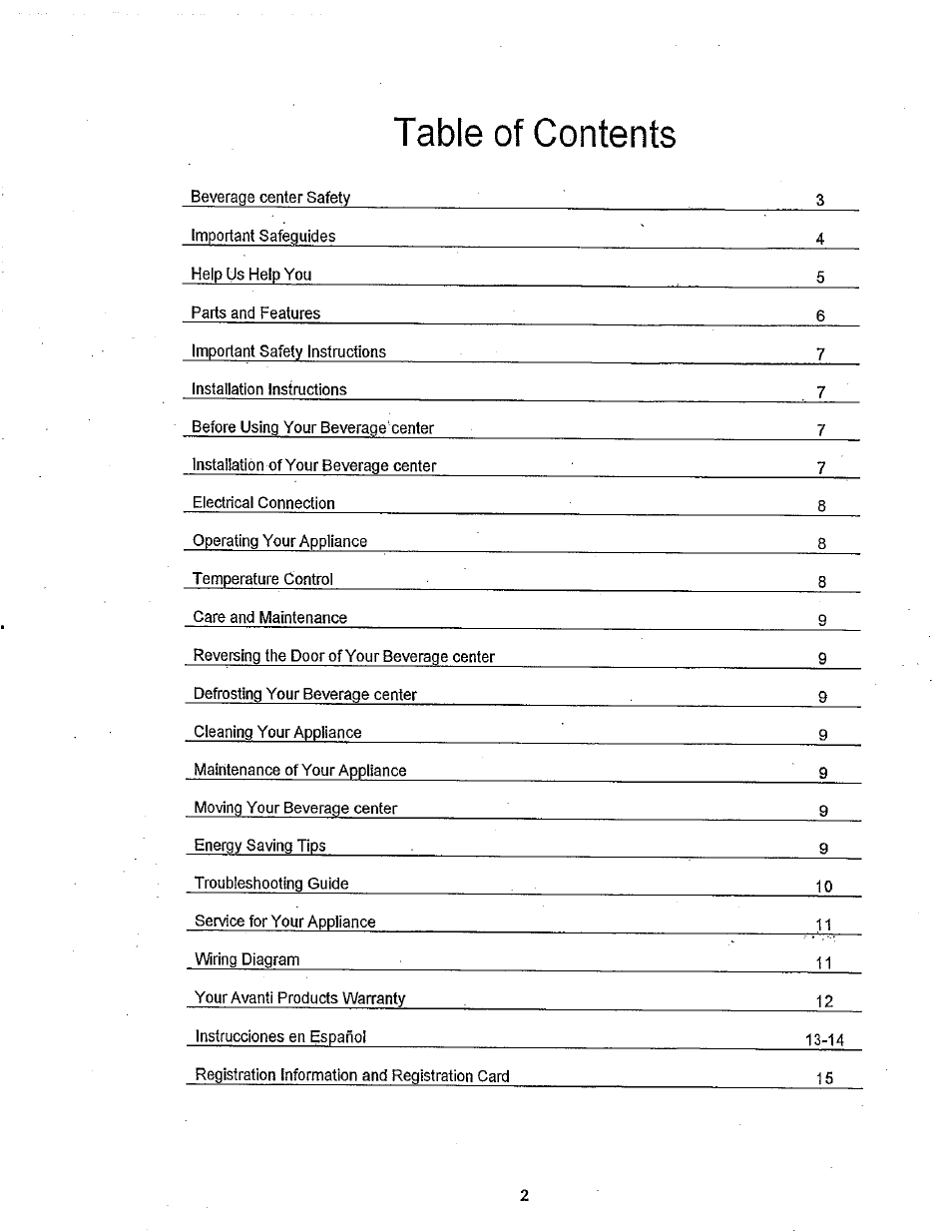 Avanti BCA31SS User Manual | Page 2 / 15